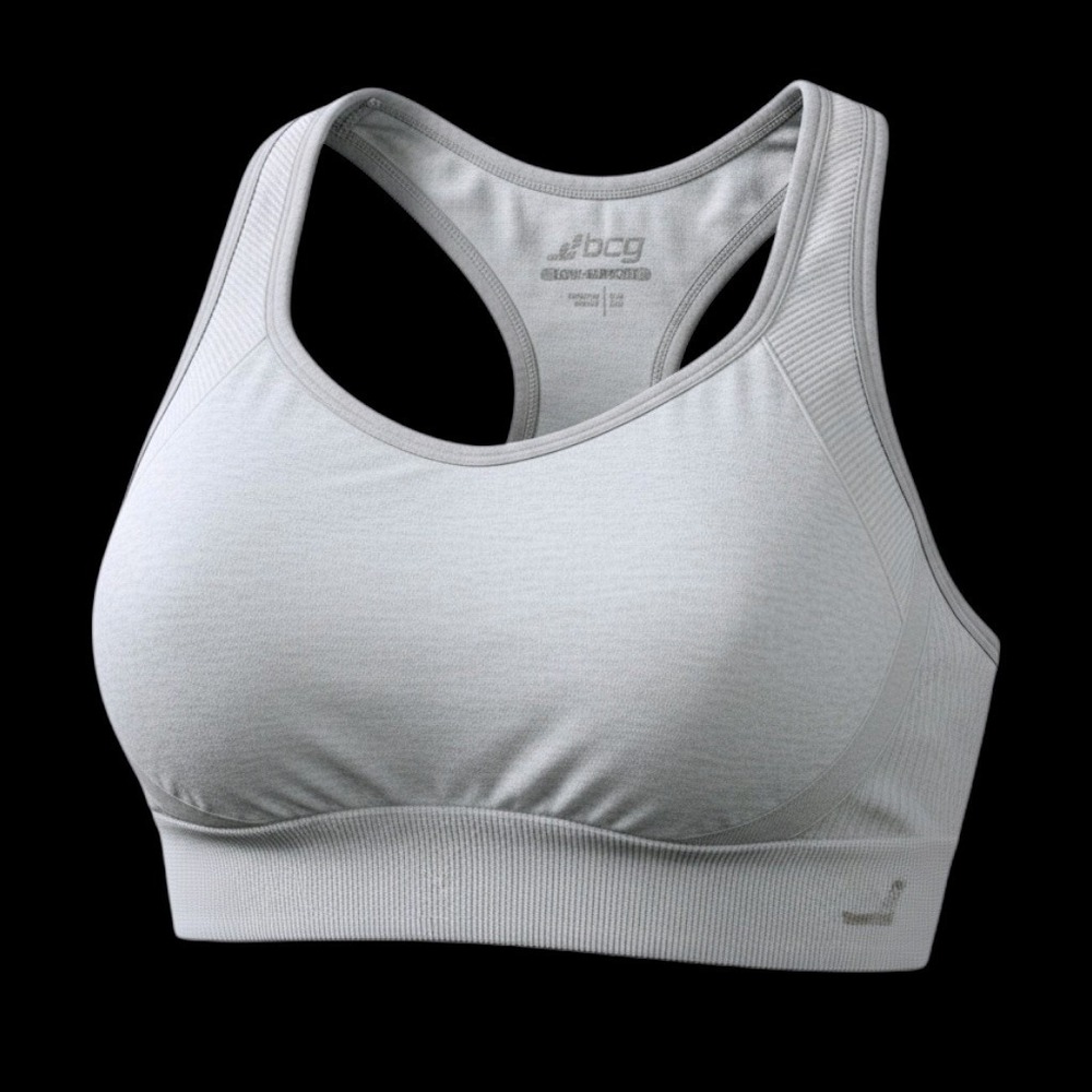 BCG Womens Low Support Sports Bra Gray Seamless Racerback Yoga Size M